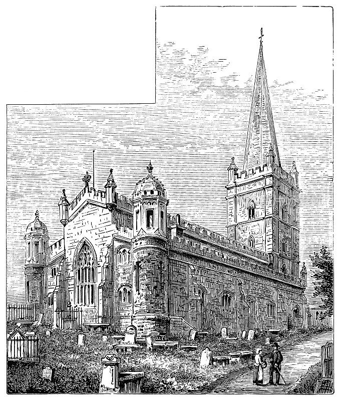 圣哥伦布大教堂在伦敦德里，北爱尔兰- 19世纪